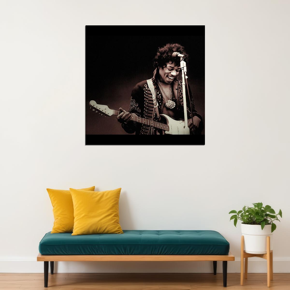 Jimi Hendrix Music Poster Rock Legend Wall Art