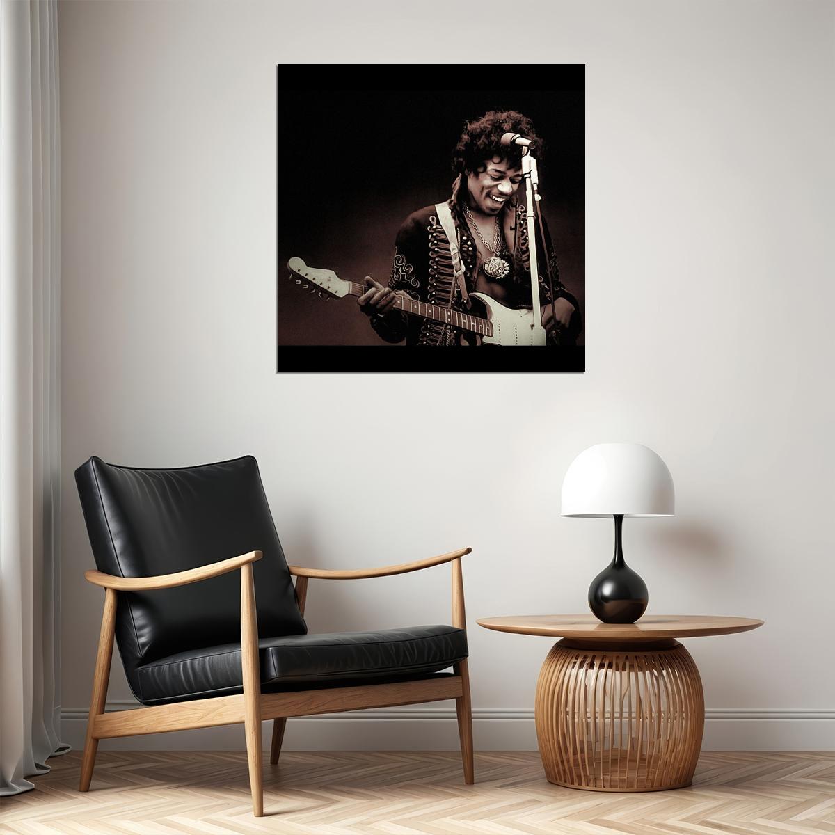 Jimi Hendrix Music Poster Rock Legend Wall Art