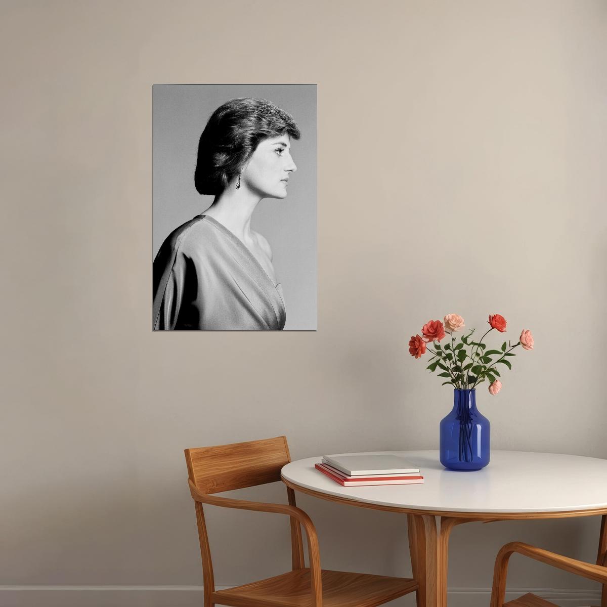Princess Diana British Royal Fashion Icon Poster 1980s 1990s Black And White Wall Art - xonomax