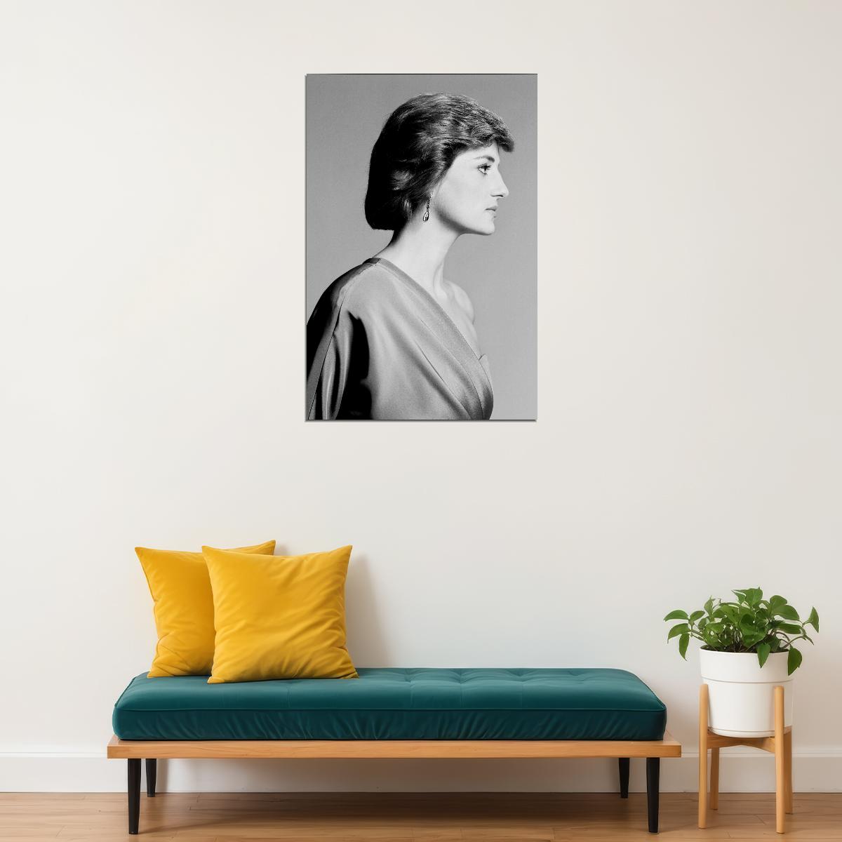 Princess Diana British Royal Fashion Icon Poster 1980s 1990s Black And White Wall Art - xonomax