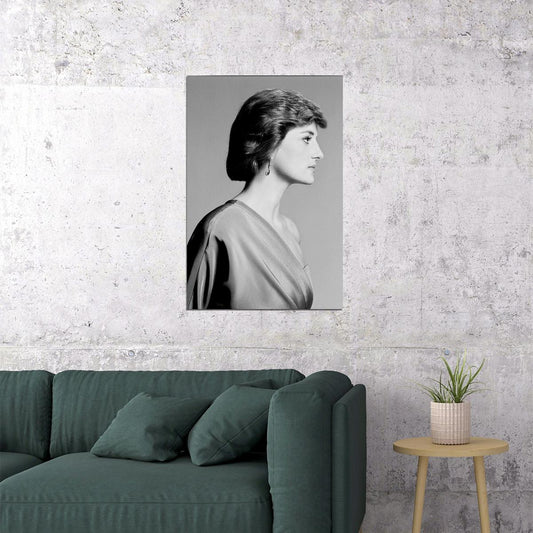 Princess Diana British Royal Fashion Icon Poster 1980s 1990s Black And White Wall Art - xonomax