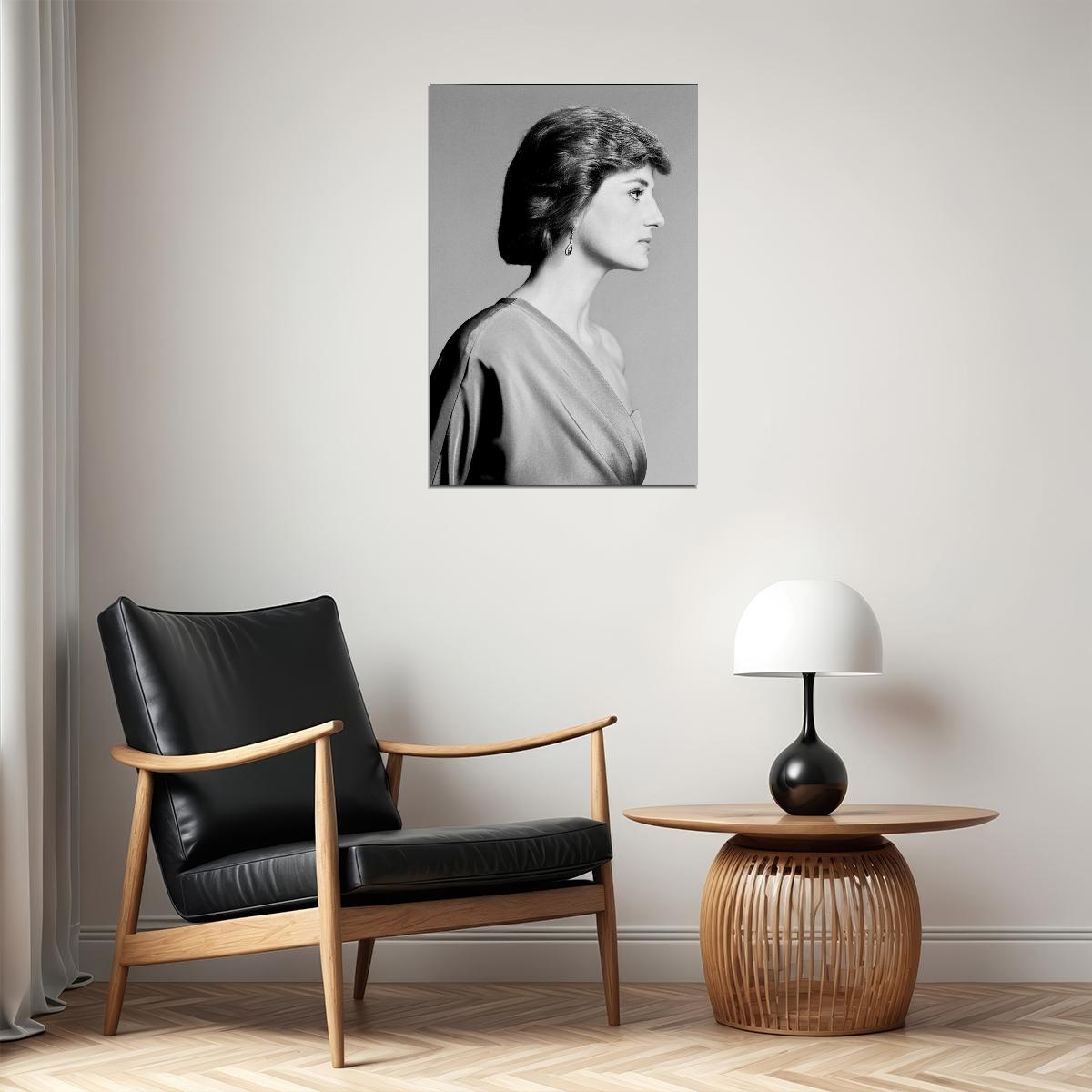 Princess Diana British Royal Fashion Icon Poster 1980s 1990s Black And White Wall Art - xonomax