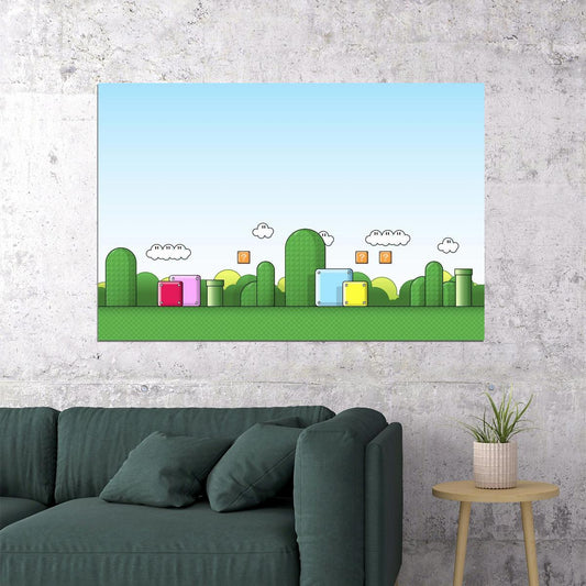 Super Mario Nintendo Video Game Poster Retro Gamer Wall Art - xonomax