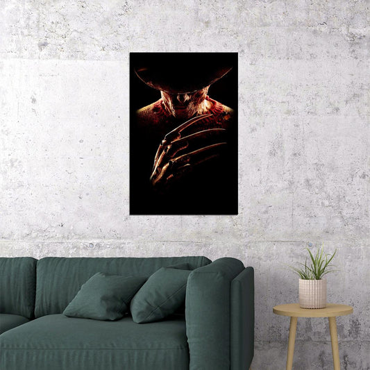 Nightmare On Elm St Freddy Krueger Movie Poster Classic Horror Film Wall Art - xonomax