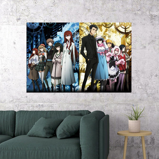 Steins;gate Rintarou Okabe And Makise Kurisu Anime Poster Sci-fi Series Print - xonomax