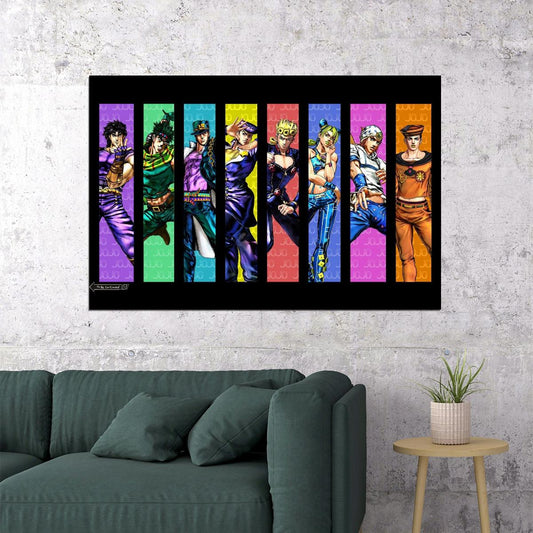 Jojo Bizarre Anime Poster Japanese Manga Art Wall Print - xonomax