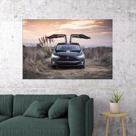 Tesla Sports Car Poster Iconic Electric Vehicle Wall Art - xonomax