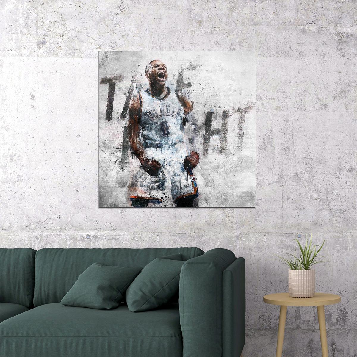 Russell Westbrook Nba Poster Famous Basketball Star Motivational Sports Print - xonomax