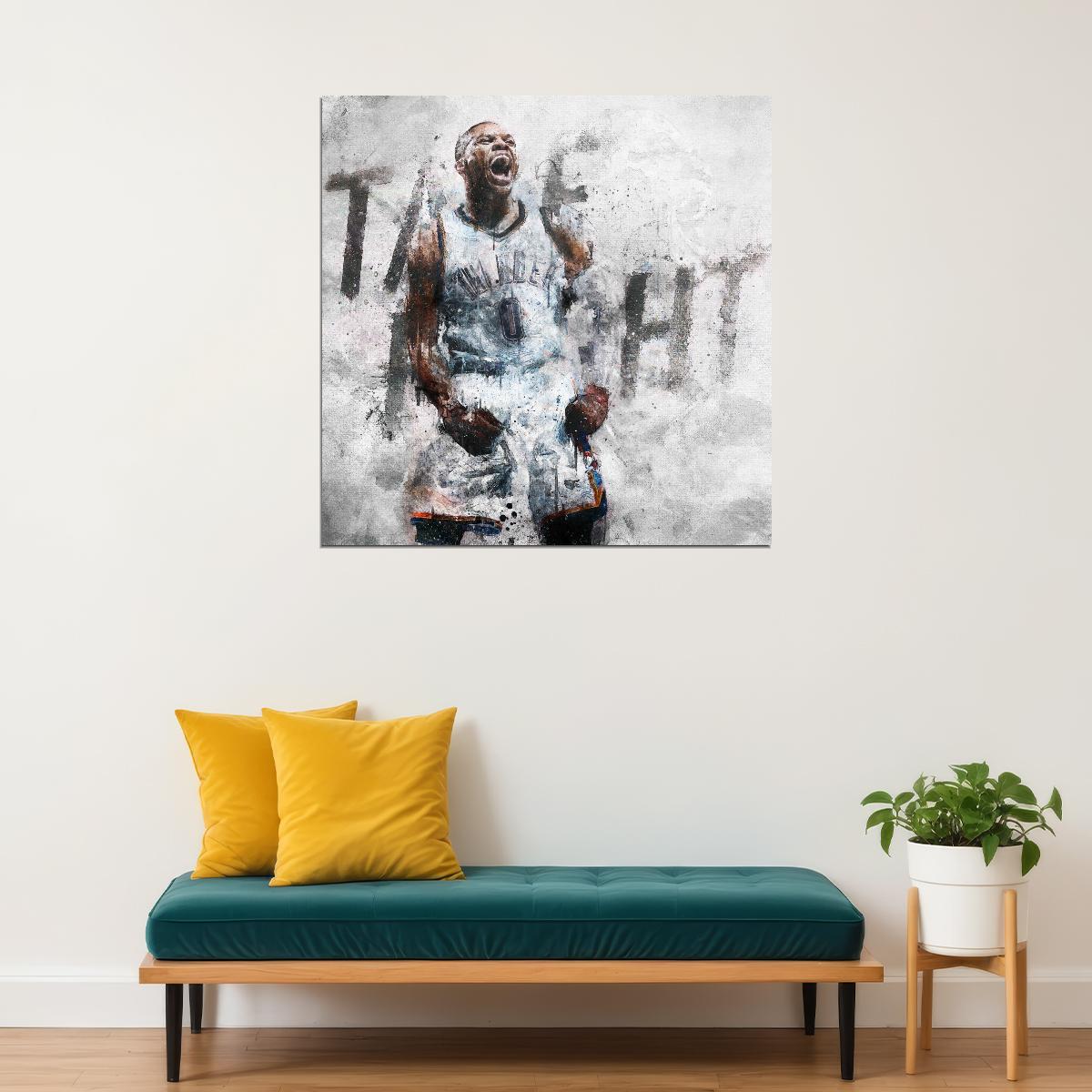 Russell Westbrook Nba Poster Famous Basketball Star Motivational Sports Print - xonomax
