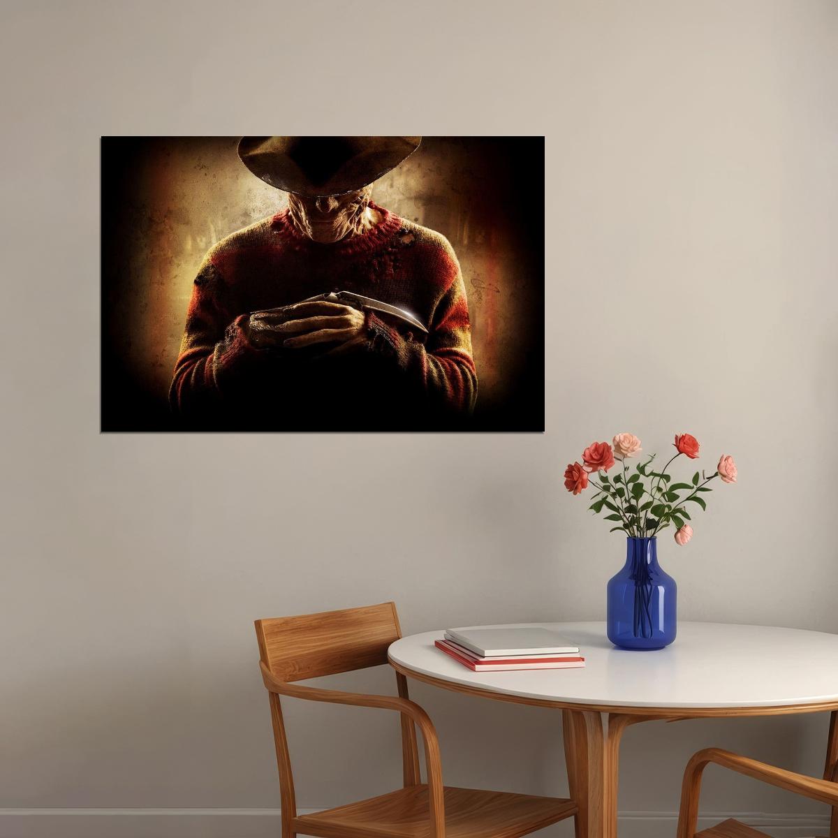 Nightmare On Elm St Freddy Krueger Movie Poster Classic Horror Film Wall Art - xonomax