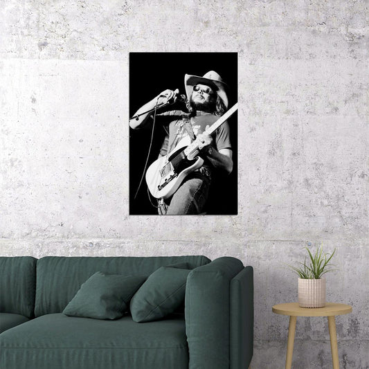 Hank Williams Jr Holding A Microphone Concert Song Stage Poster Wall Art Print Home Wall Decor - xonomax