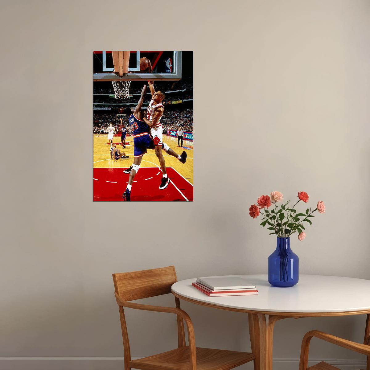 Dunk Block Star Scottie Pippen Basketball Poster Wall Art Print Home Wall Decor - xonomax