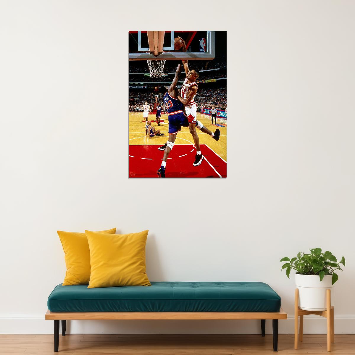 Dunk Block Star Scottie Pippen Basketball Poster Wall Art Print Home Wall Decor - xonomax