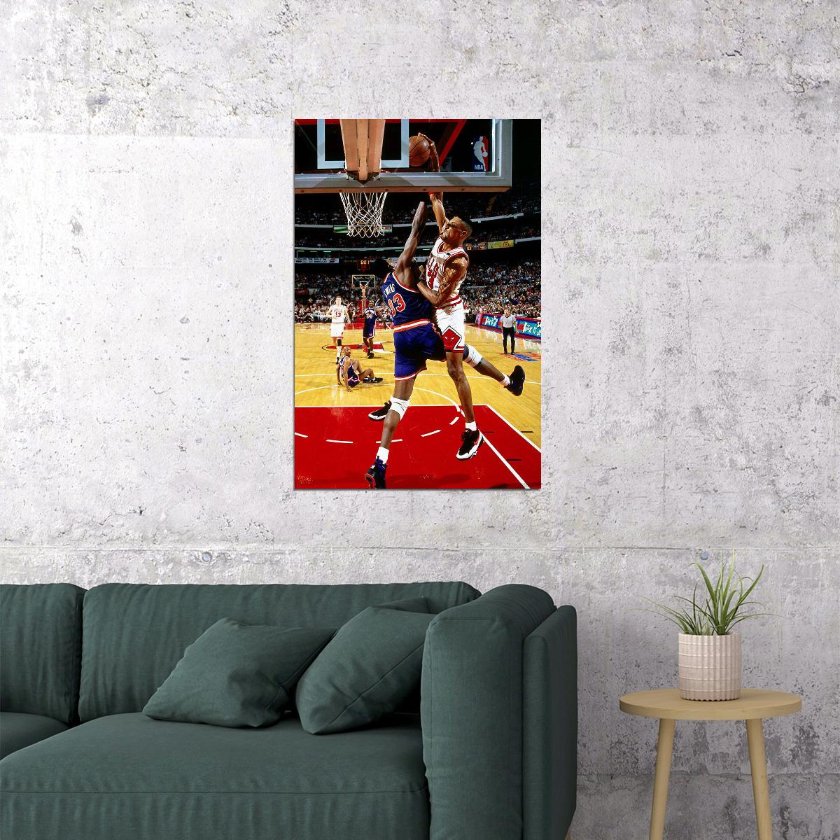 Dunk Block Star Scottie Pippen Basketball Poster Wall Art Print Home Wall Decor - xonomax