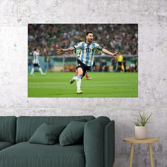 Goal Celebration Lionel Messi Argentina World Cup Fans Poster Wall Art Print Home Wall Decor - xonomax