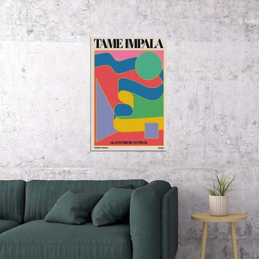 Tame Impala At Glastonbury Vintage Colorful Poster Wall Art Print Home Wall Decor - xonomax