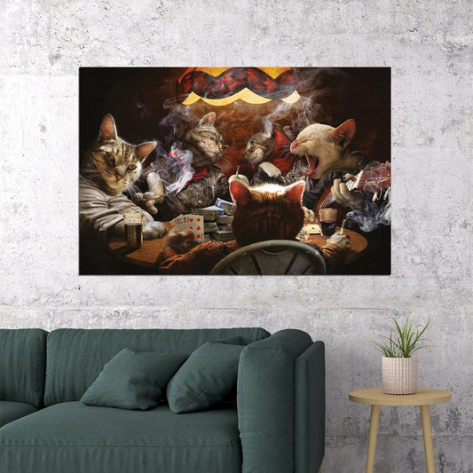 Cats Playing Poker Comedy Animals Picture Poster Wall Art Print Home Wall Decor - xonomax