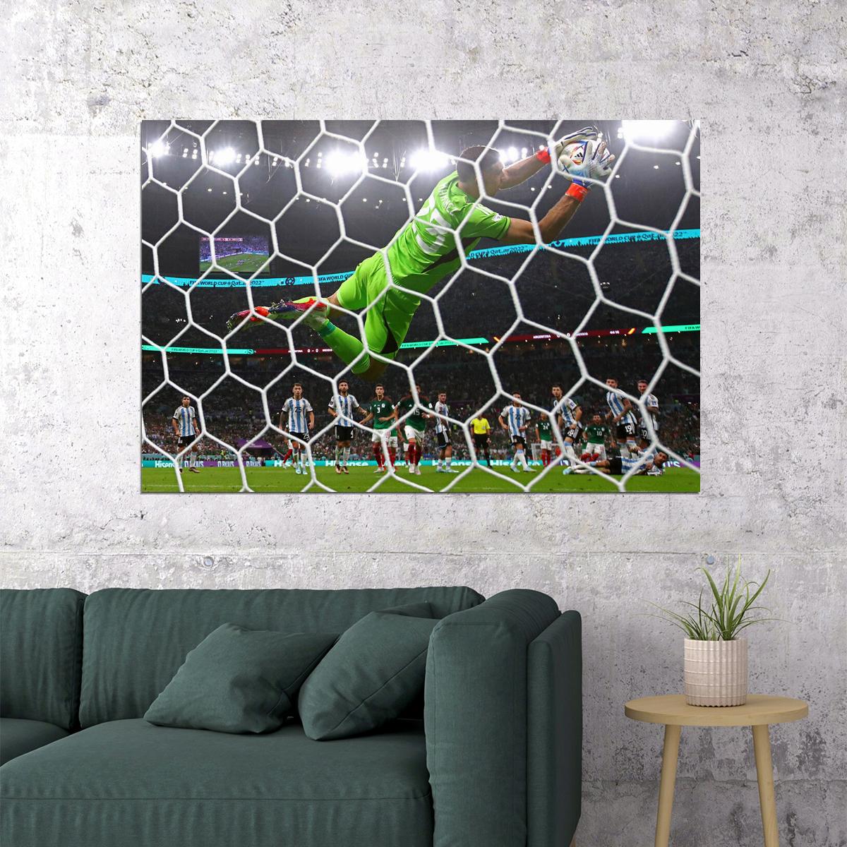 Emiliano Martinez Argentina Goalkeeper Parade Save Football Poster Wall Art Print Home Wall Decor - xonomax