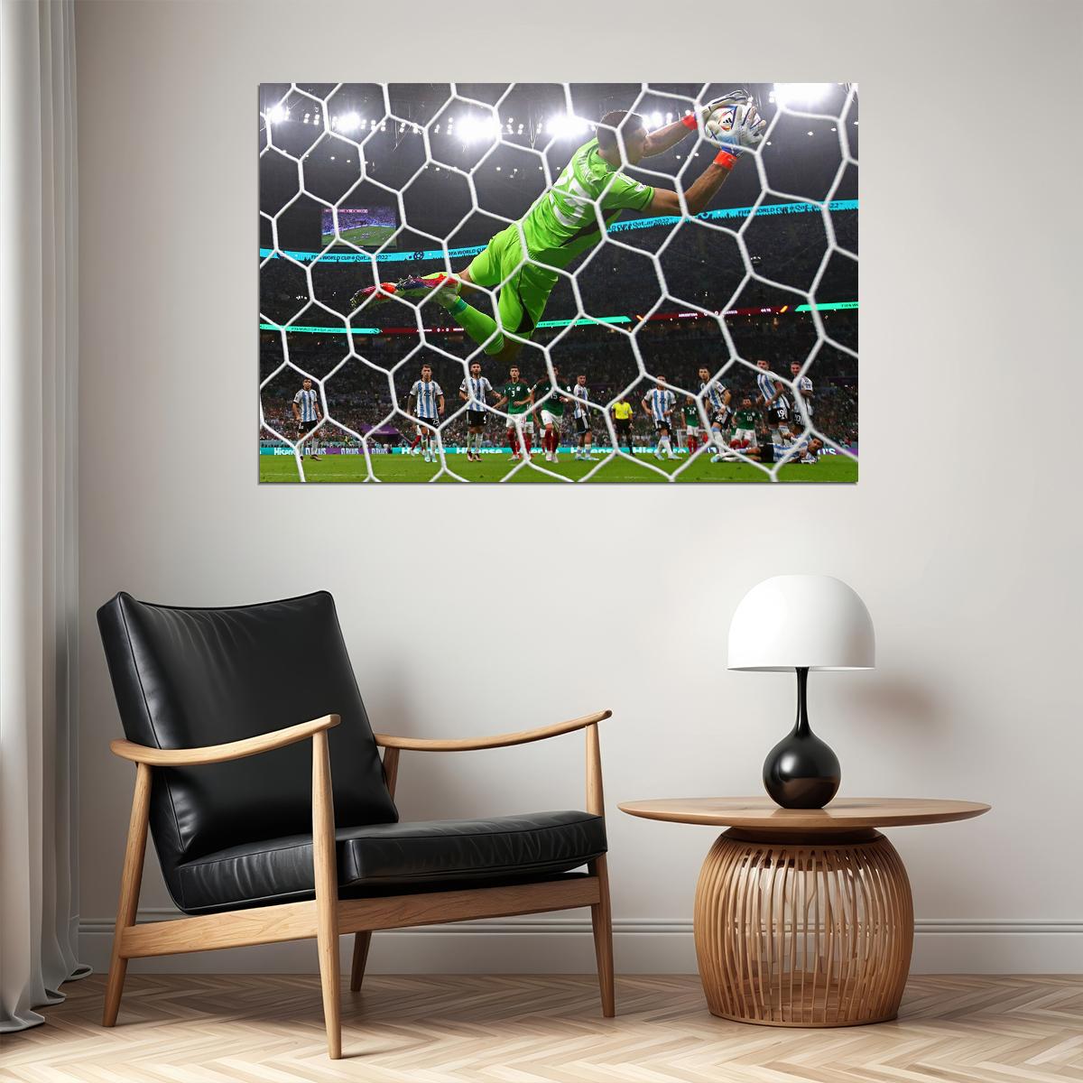 Emiliano Martinez Argentina Goalkeeper Parade Save Football Poster Wall Art Print Home Wall Decor - xonomax