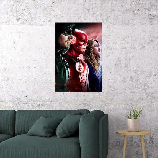 The Super Girl Flash Arrow Cw Dc Tv Series Usa Heroes Poster Wall Art Print Home Wall Decor - xonomax