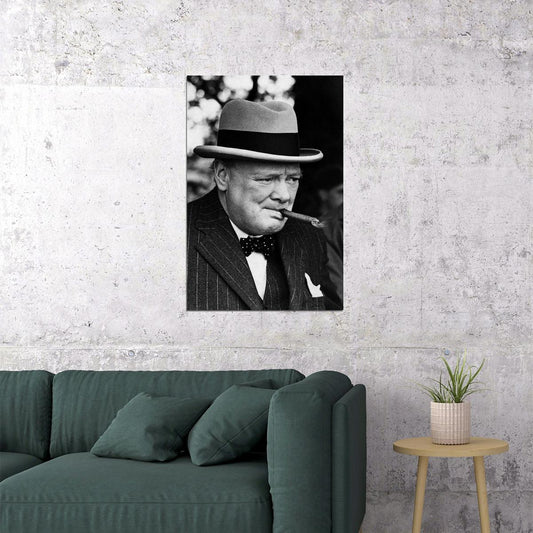 Winston Churchill Smoking Cigar Honorary Citizen Poster Wall Art Print Home Wall Decor - xonomax