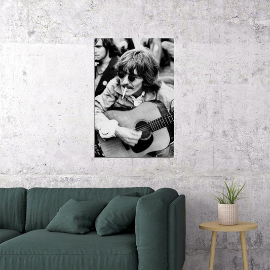 George Harrison Playing Guitar Poster Wall Art Print Home Wall Decor - xonomax