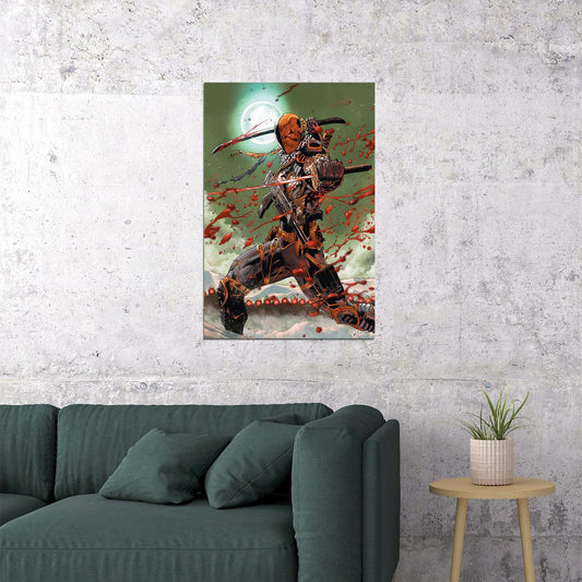 Deathstroke Bloody Katanas In The Moonlight Poster Wall Art Print Home Wall Decor - xonomax