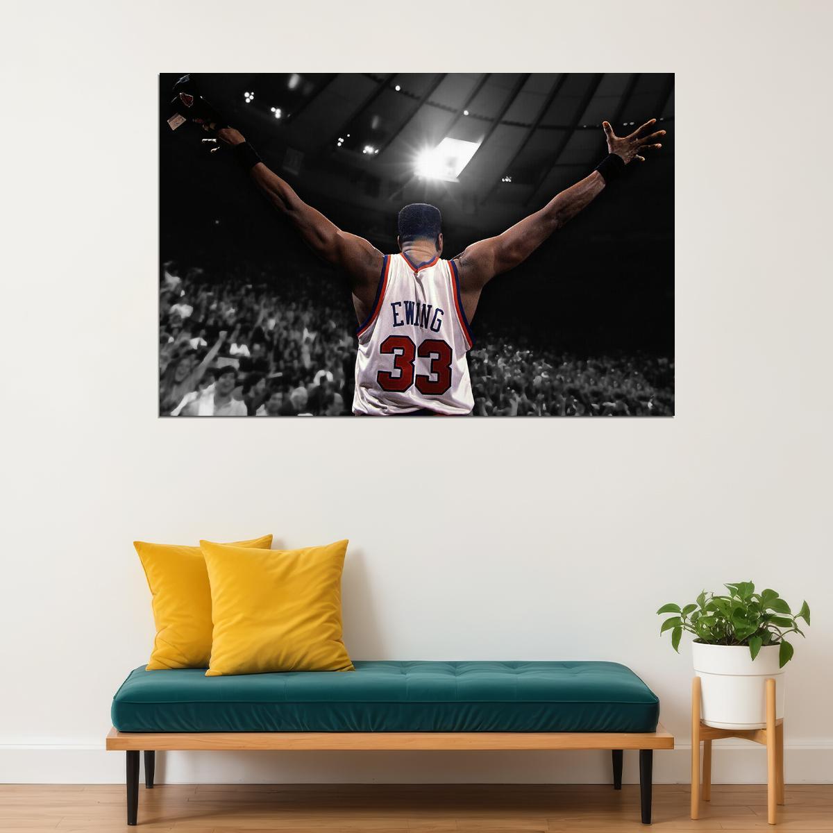 Dunk Block Star Patrick Ewing Basketball Poster Wall Art Print Home Wall Decor - xonomax