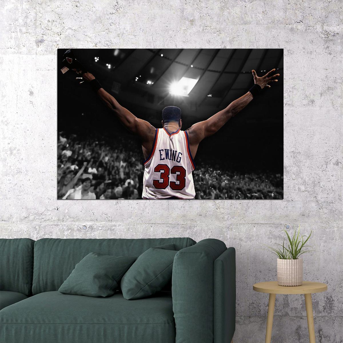 Dunk Block Star Patrick Ewing Basketball Poster Wall Art Print Home Wall Decor - xonomax
