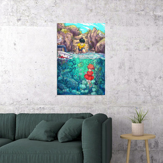 Ponyo Animated Anime Movie Animated Room Poster Wall Art Print Home Wall Decor - xonomax