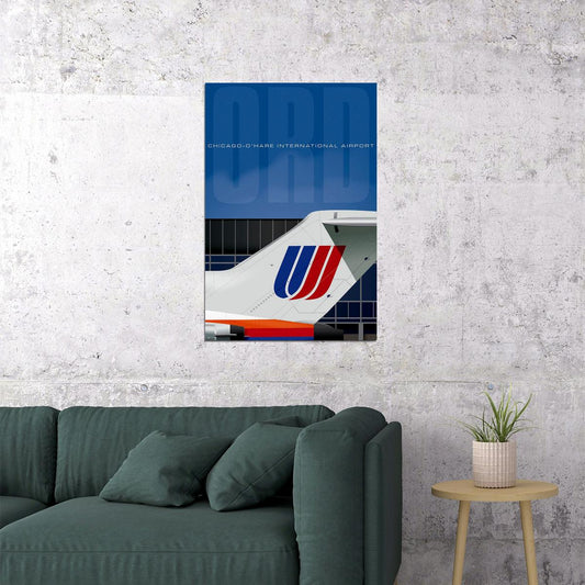 United Airlines Chicago Vintage Poster Wall Art Print Home Wall Decor - xonomax