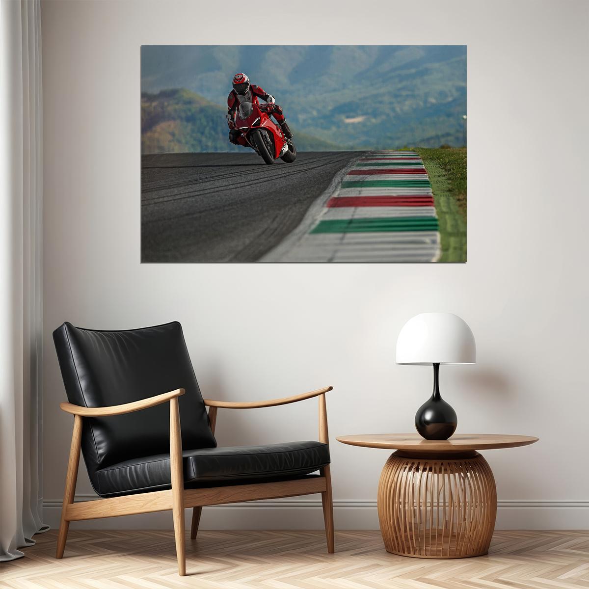 Ducati Racing Motorcycle Speed Race Track Poster Wall Art Print Home Wall Decor - xonomax