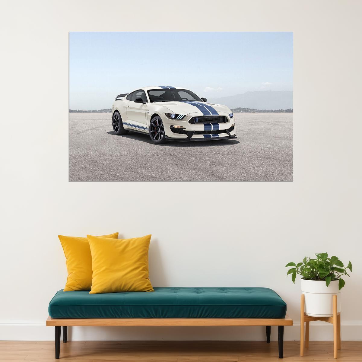 Shelby Gt350 Heritage Edition Sport White Car Poster Wall Art Print Home Wall Decor