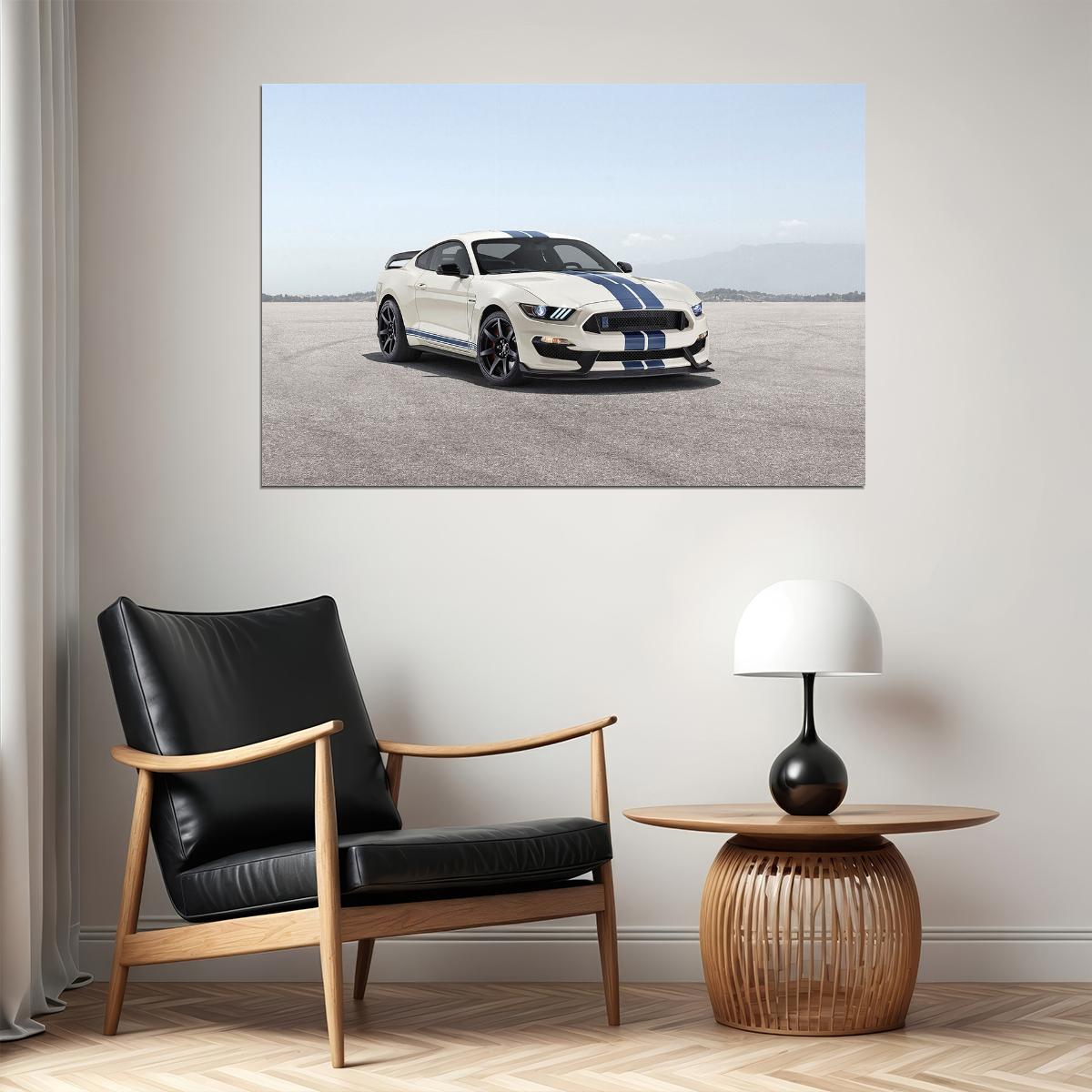 Shelby Gt350 Heritage Edition Sport White Car Poster Wall Art Print Home Wall Decor