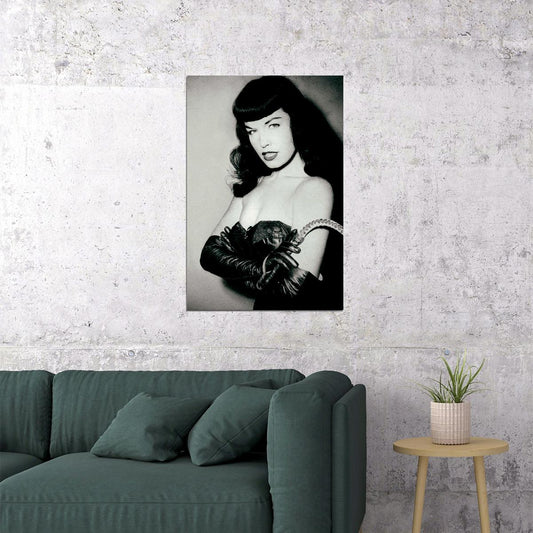 Bettie Page Black And White Close Up Poster Wall Art Print Home Wall Decor - xonomax