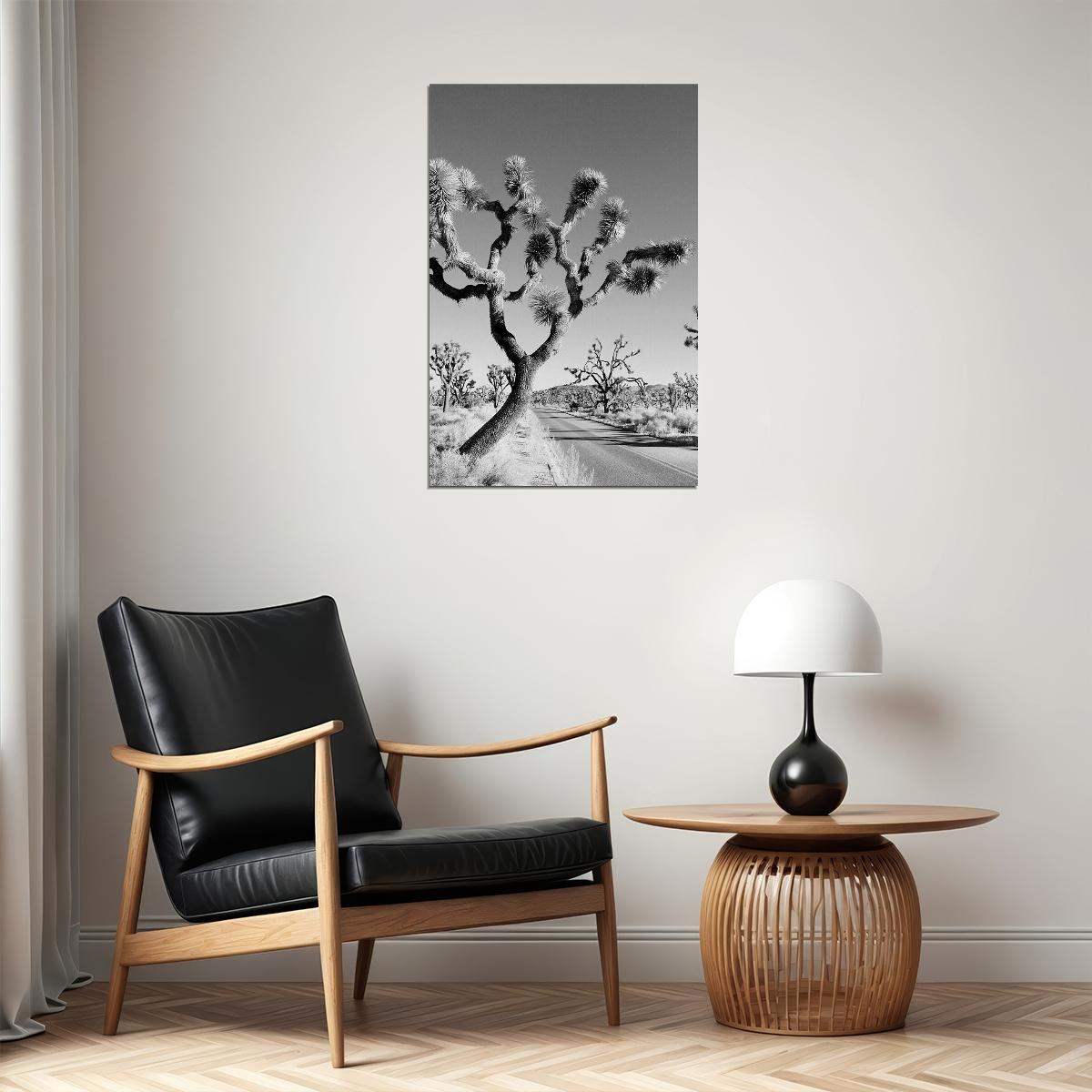 Desert Black And White Joshua Tree Landscape Poster Wall Art Print Home Wall Decor