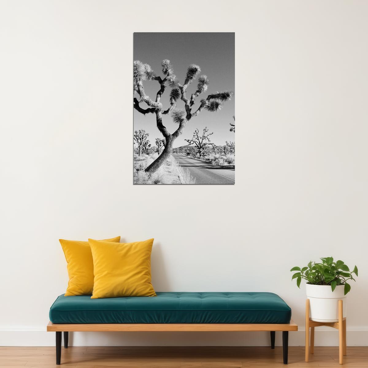 Desert Black And White Joshua Tree Landscape Poster Wall Art Print Home Wall Decor