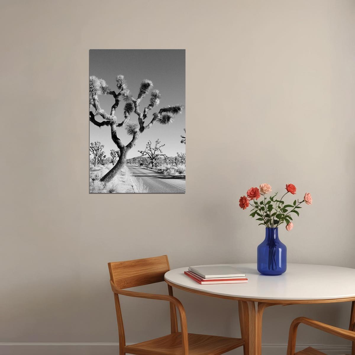 Desert Black And White Joshua Tree Landscape Poster Wall Art Print Home Wall Decor