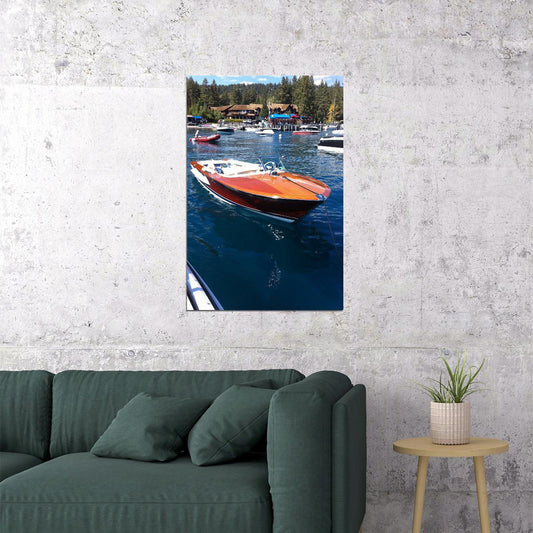 Boats At Lake Tahoe Watercraft Poster Wall Art Print Home Wall Decor - xonomax