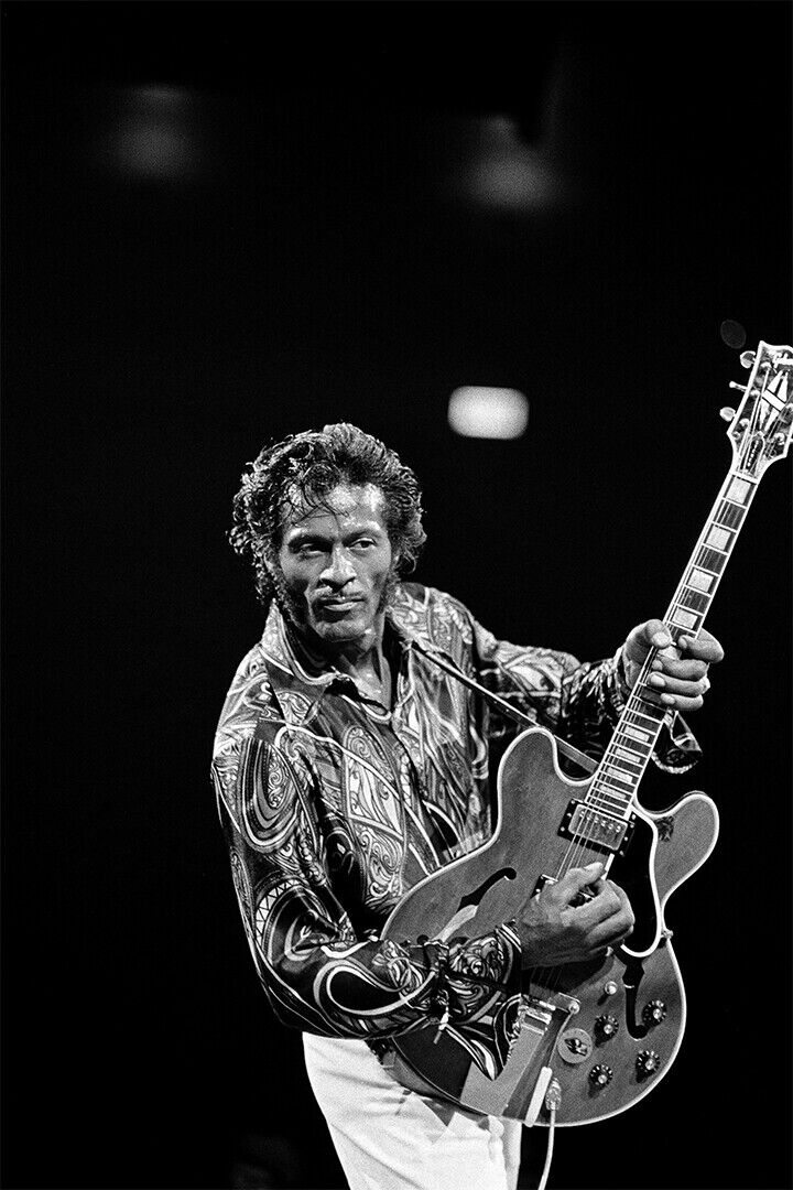 Poster - Chuck Berry Playing A Guitar Musician Poster Wall Art