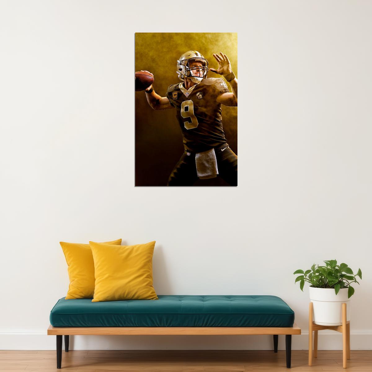 Drew Brees In The Pocket New Orleans Saints Sport Poster Wall Art Print Home Wall Decor - xonomax