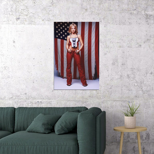 Britney Spears Pop Singer American Flag Poster Wall Art Print Home Wall Decor - xonomax