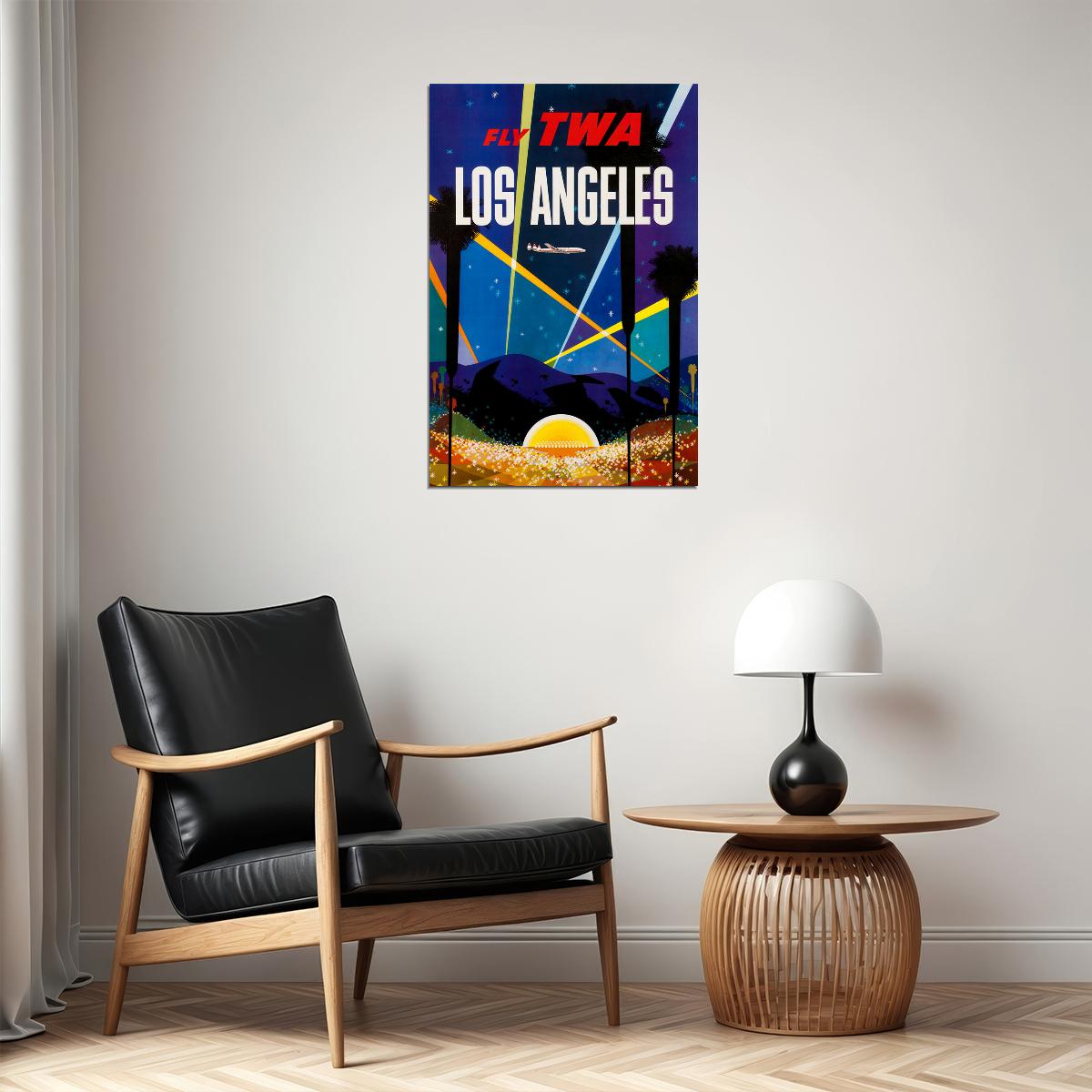 Twa Airlines Los Angeles Vintage Travel Poster Wall Art Print Home Wall Decor