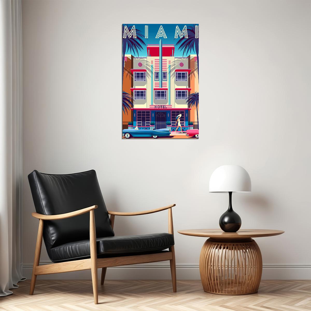 Miami Florida Holiday Vintage Style Travel Poster Wall Art Print Home Wall Decor