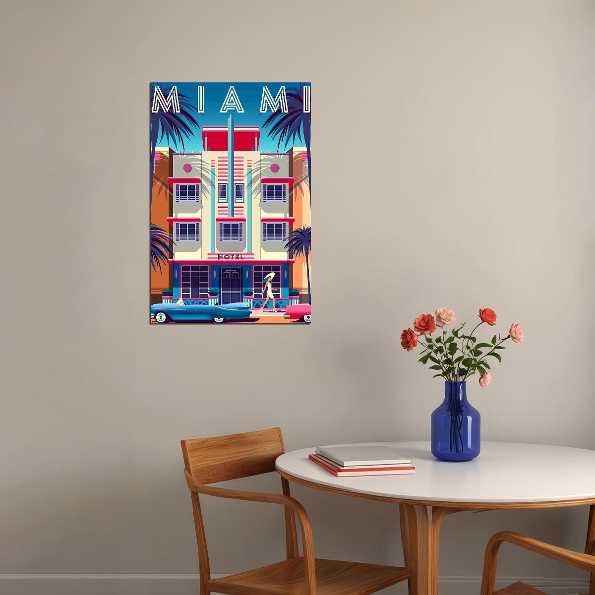 Miami Florida Holiday Vintage Style Travel Poster Wall Art Print Home Wall Decor