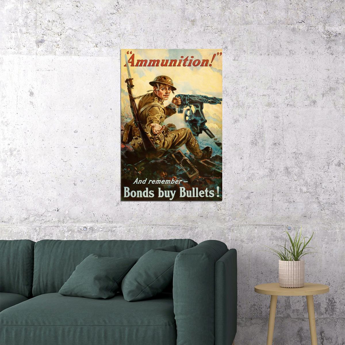 1918 Ammunition! Ww1 Vintage Style War Loan Poster Wall Art Print Home Wall Decor