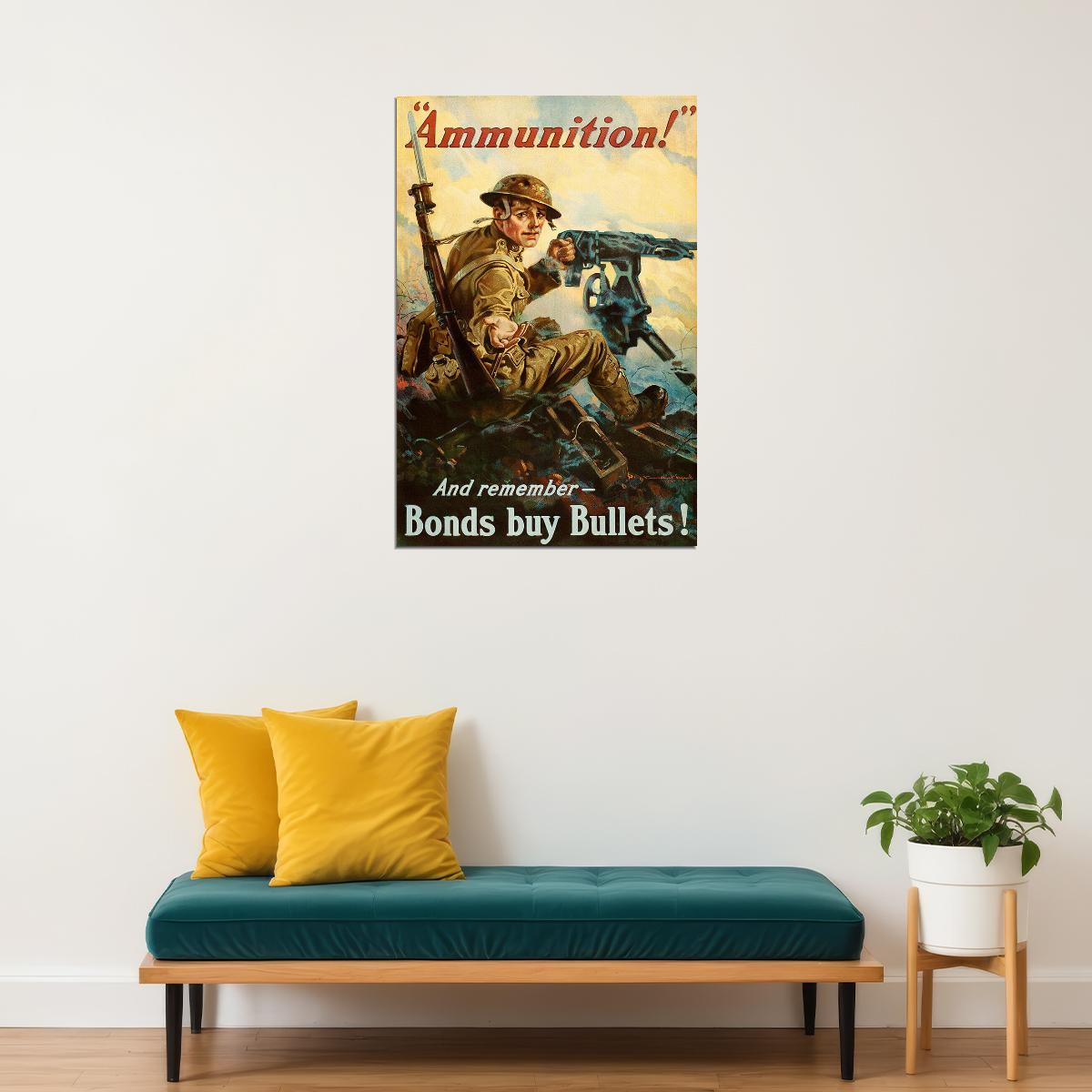 1918 Ammunition! Ww1 Vintage Style War Loan Poster Wall Art Print Home Wall Decor
