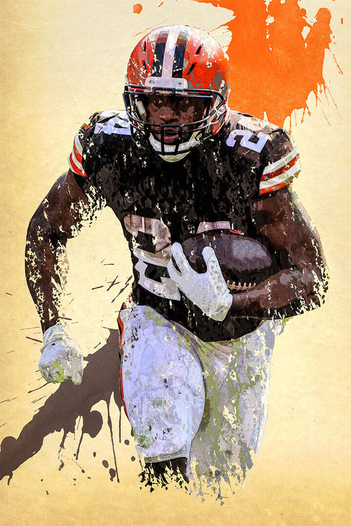 Cleveland Browns Nick Chubb American Football Player Poster Wall Art Print Home Wall Decor - xonomax