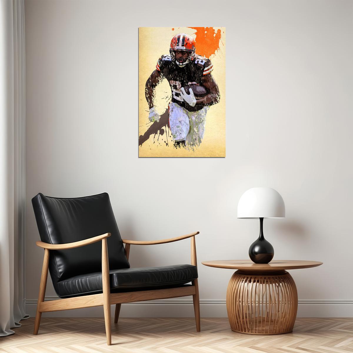 Cleveland Browns Nick Chubb American Football Player Poster Wall Art Print Home Wall Decor - xonomax