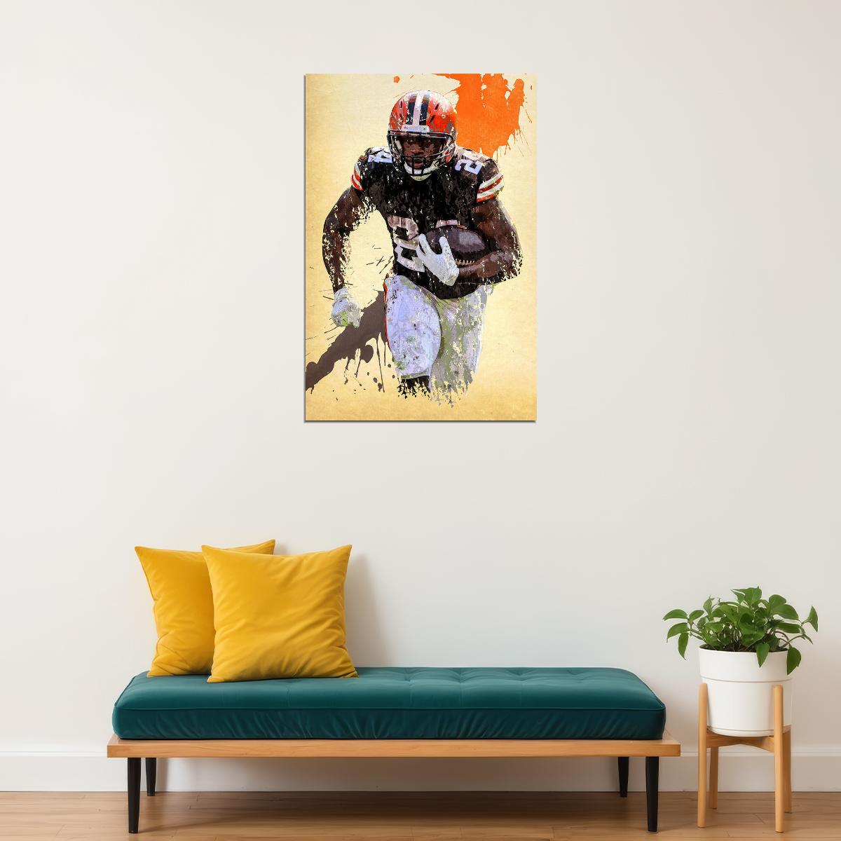 Cleveland Browns Nick Chubb American Football Player Poster Wall Art Print Home Wall Decor - xonomax